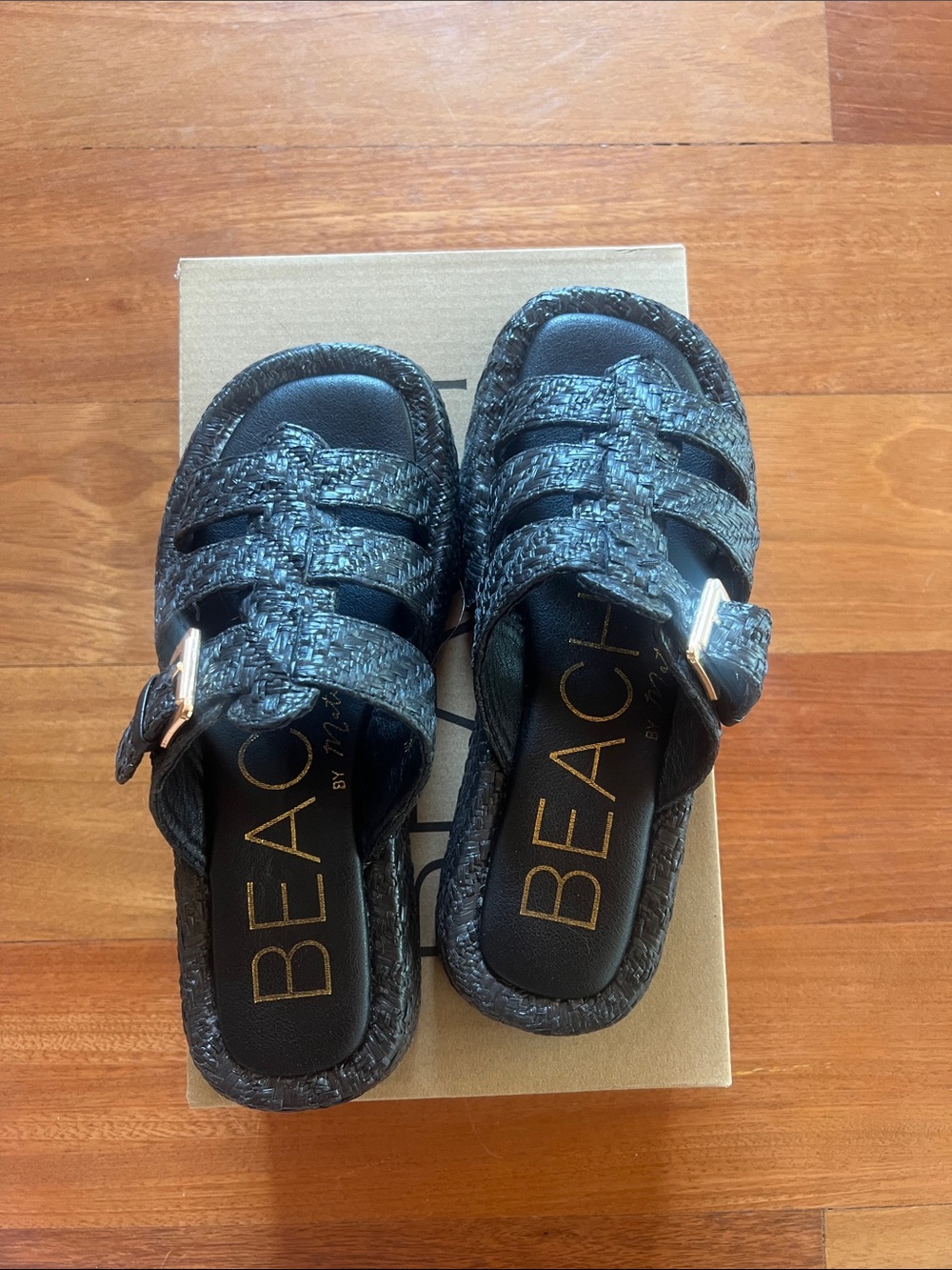 Black Braided Slide Sandals for Kids